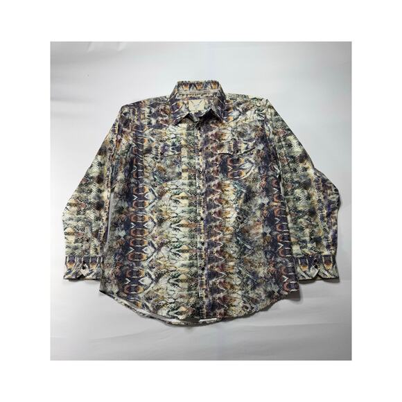 Vaccari Men's Long Sleeve Floral Print Pearl Snap Shirt - Size M - Picture 1 of 6